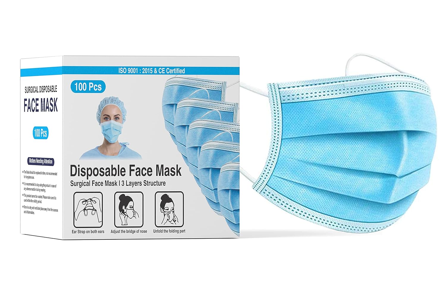 3Ply Surgical Face Mask-Blue