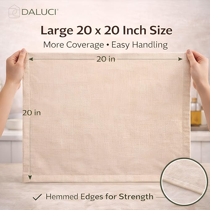 Cheese Cloth Grade 100 20x20 Inch Muslin Cloth 6 PCS, Unbleached Cotton Straining Cloth for Cheese, Yogurt, Cooking & Baking Kitchen Use
