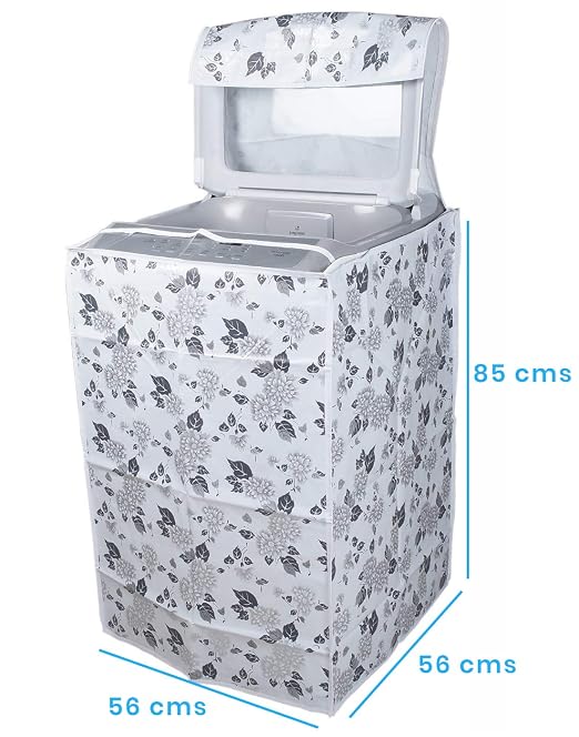 Top Load Washing Machine Cover Suitable for LG 6 kg | 6.2 Kg | 6.5 Kg | 7 Kg Washing Machine (Half White & Grey)