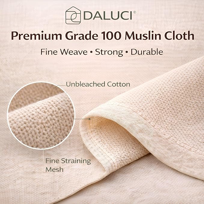 Cheese Cloth Grade 100 20x20 Inch Muslin Cloth 6 PCS, Unbleached Cotton Straining Cloth for Cheese, Yogurt, Cooking & Baking Kitchen Use