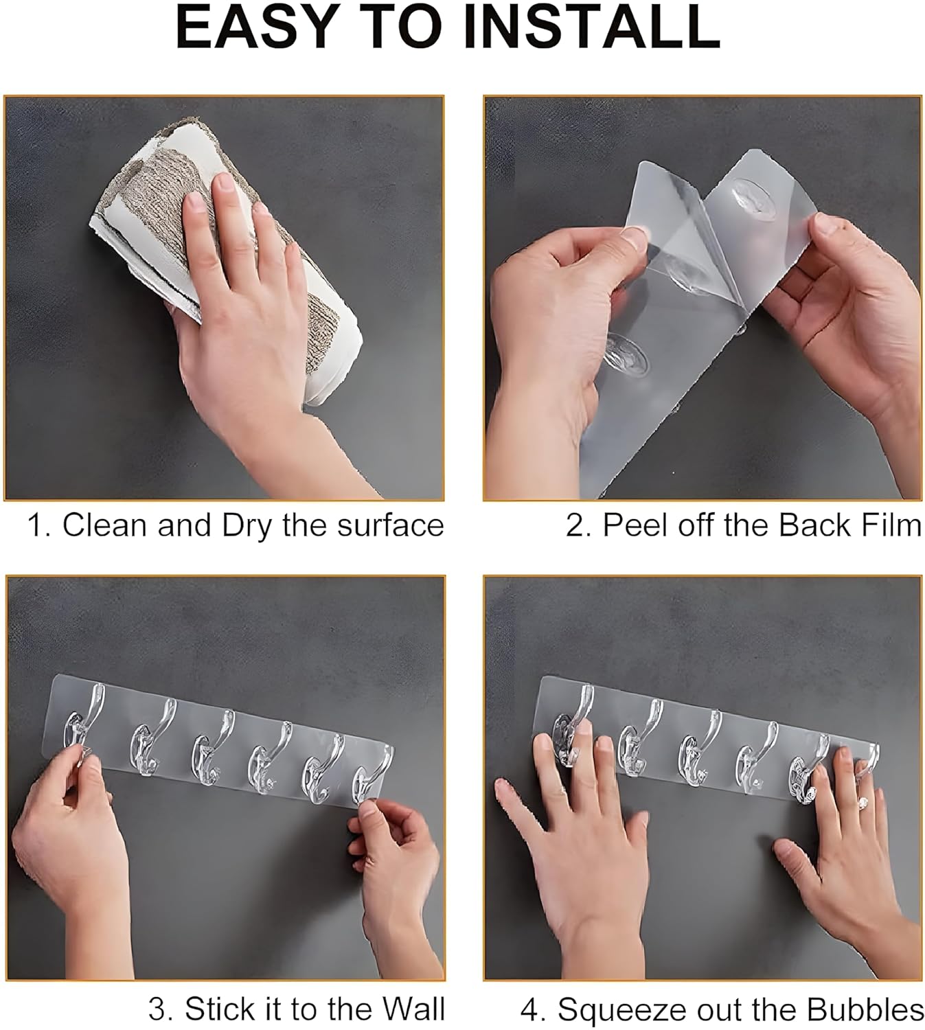 6-in-1 Adhesive Sticky Wall Hooks,Heavy Duty & Premium Quality