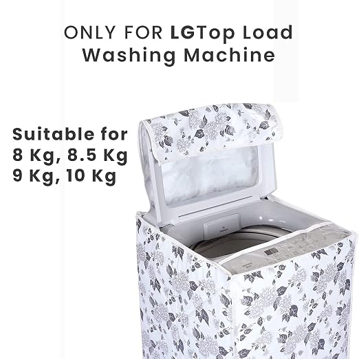 Top Load Washing Machine Cover Suitable for LG 6 kg | 6.2 Kg | 6.5 Kg | 7 Kg Washing Machine (Half White & Grey)