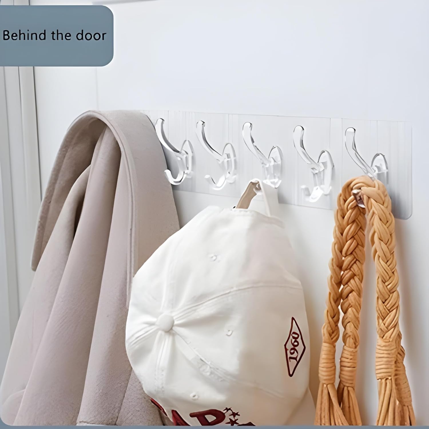 6-in-1 Adhesive Sticky Wall Hooks,Heavy Duty & Premium Quality