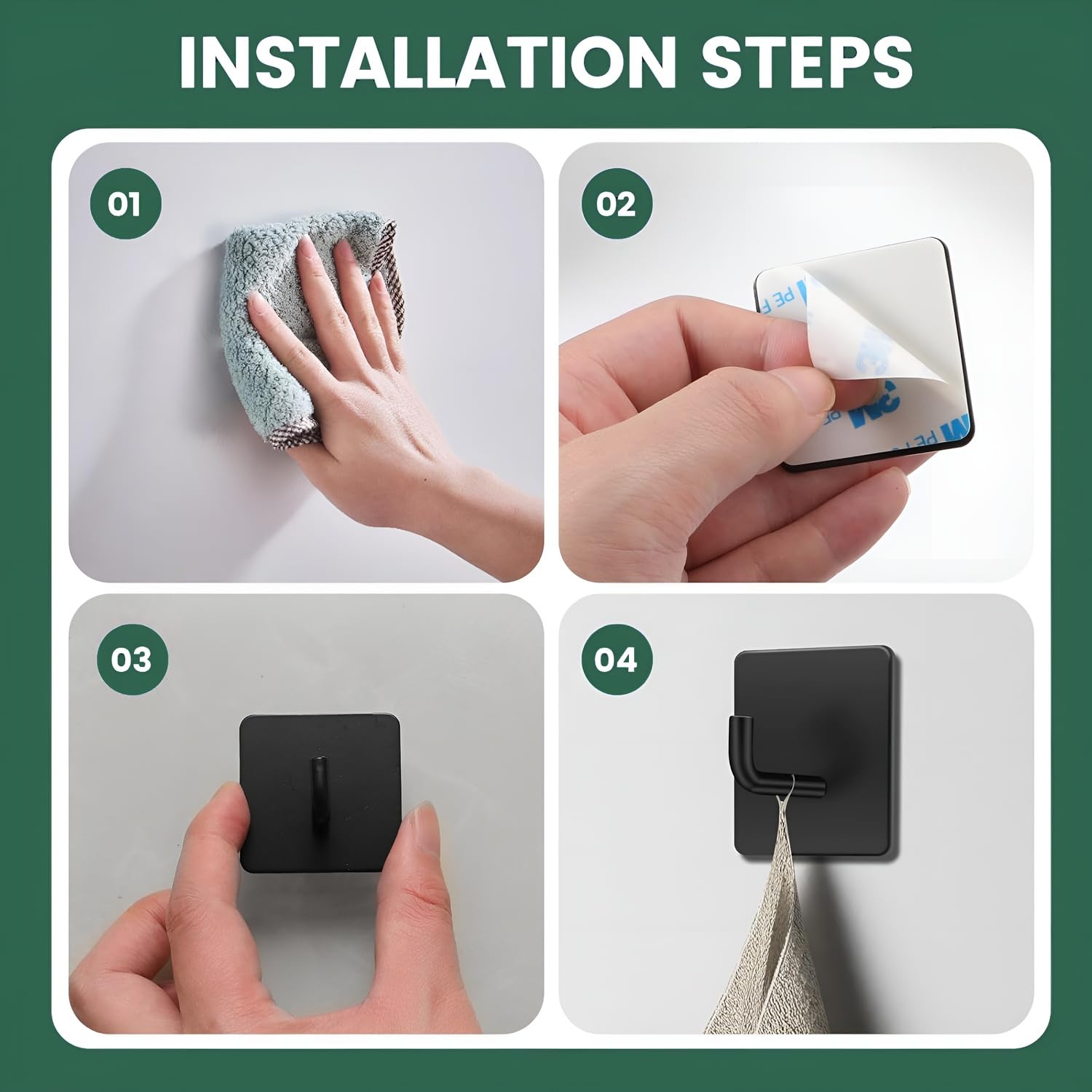 Metal Square J Hook– Black