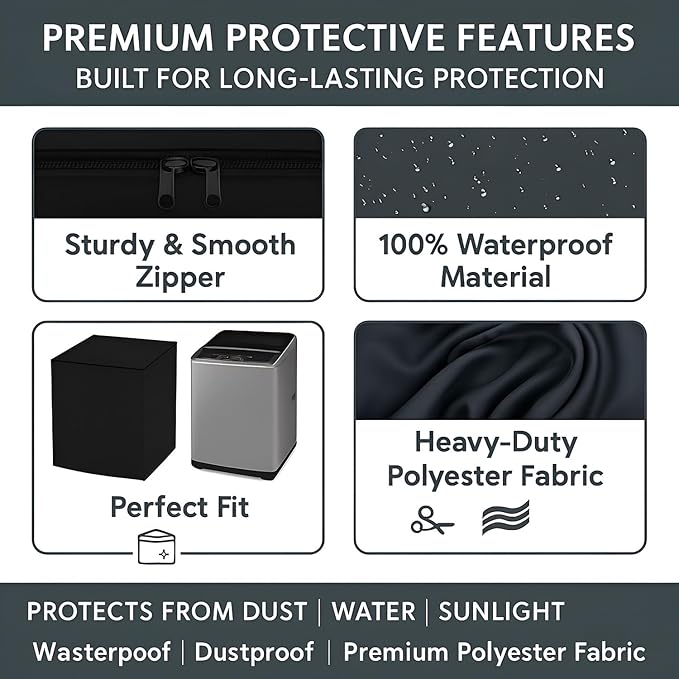 Top Load Fully Automatic Washing Machine Cover for 6 kg, 6.5 kg, 7kg & 7.5 kg .