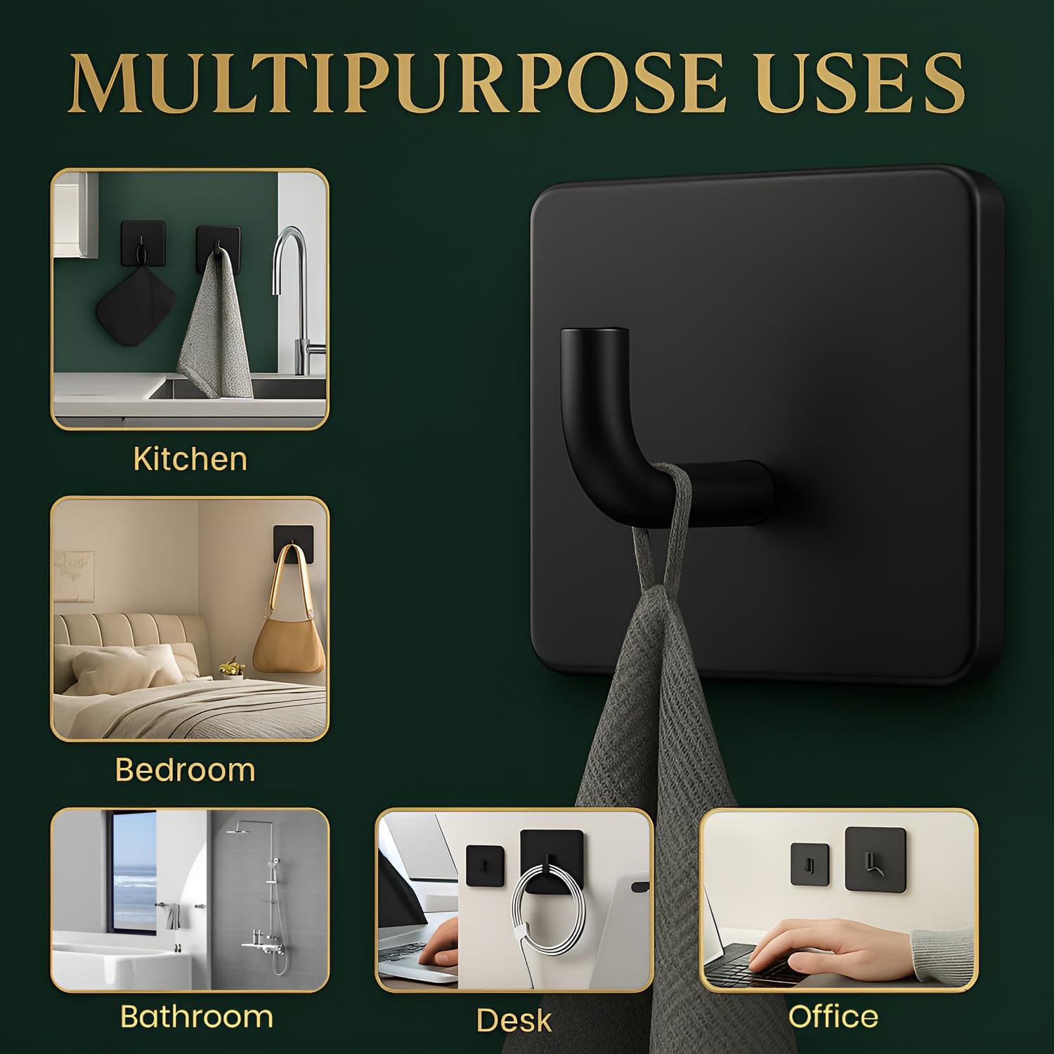 Metal Square J Hook– Black