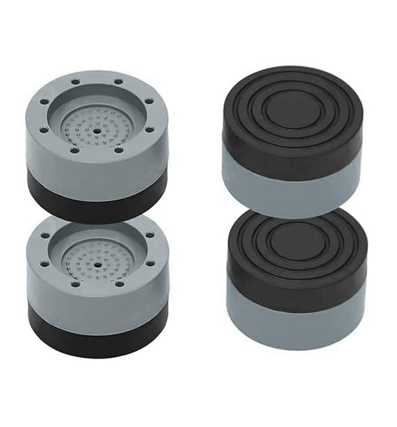 DALUCI 4 Pcs Anti Vibration Pads for Washing Machine Feet Pads with Tread Grip Shock Absorber Noise Cancelling Washing Machine Stand Rubber Pads Fridge Stand (Black & Grey, Round)