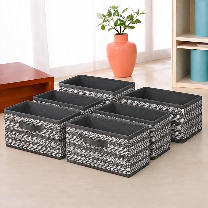 Foldable Wardrobe Organizer Storage Box (Pack of 6) | Premium Clothes Storage Basket for Wardrobe & Closet