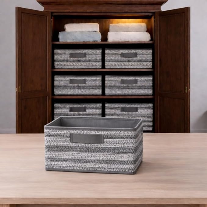 Foldable Wardrobe Organizer Storage Box (Pack of 6) | Premium Clothes Storage Basket for Wardrobe & Closet