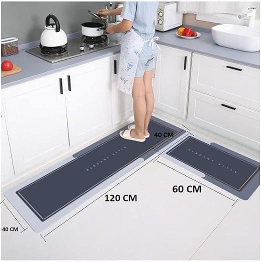 DALUCI 2 Pcs Anti-Fatigue Kitchen Mats, Waterproof Memory Foam Rugs, Non-Slip Floor Mats, Comfort Runner Carpets for Kitchen, Dining, Laundry Rooms Standing Desk Mat - Easy to Clean (2 Pcs Set)