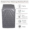 DALUCI Top Load Back Panel Washing Machine Cover for Samsung Fully Automatic 6 to 8 Kg, Waterproof & Dustproof Cover - Fits 6 Kg, 6.2 Kg, 6.5 Kg, 7 Kg, 7.5 Kg, 8 Kg (Black & Grey, 55 x 55 x 92 cm)