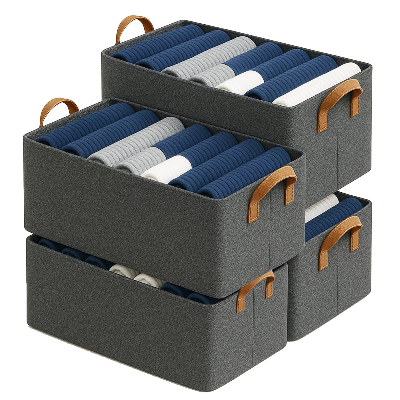 Rectangle Storage Baskets [Grey], Heavy Duty & Premium Quality