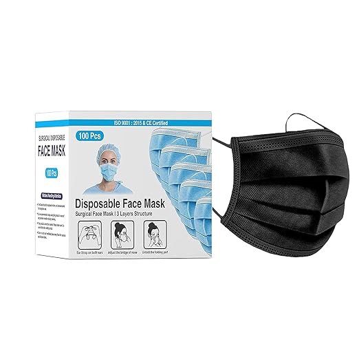 3Ply Surgical Face Mask-Black
