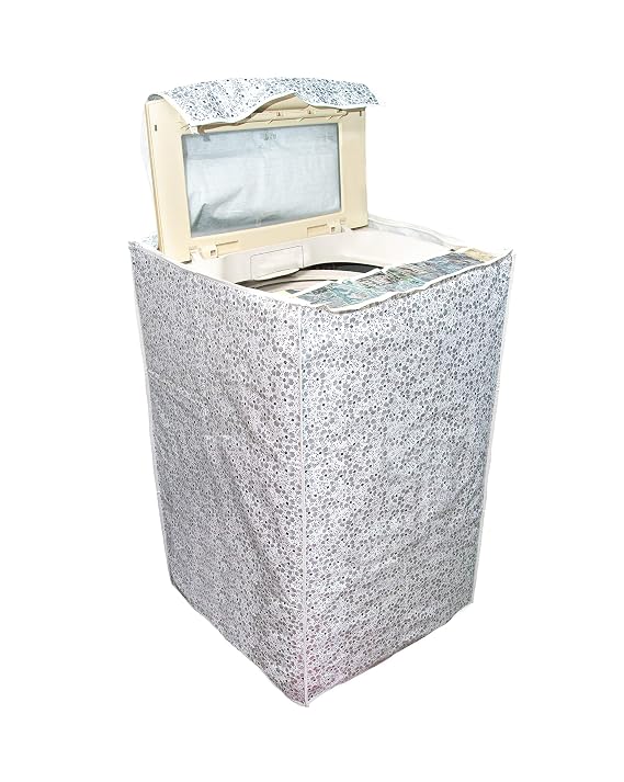 DALUCI Top Load Washing Machine Cover Suitable for LG/Samsung Front Panel 6 kg, 6.2 Kg, 6.5 Kg, 7 Kg, 7.5 Kg (White & Grey, 56X56X85)