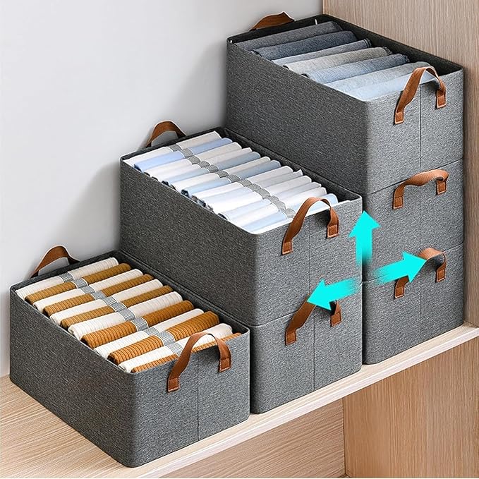 Rectangle Storage Baskets [Grey], Heavy Duty & Premium Quality