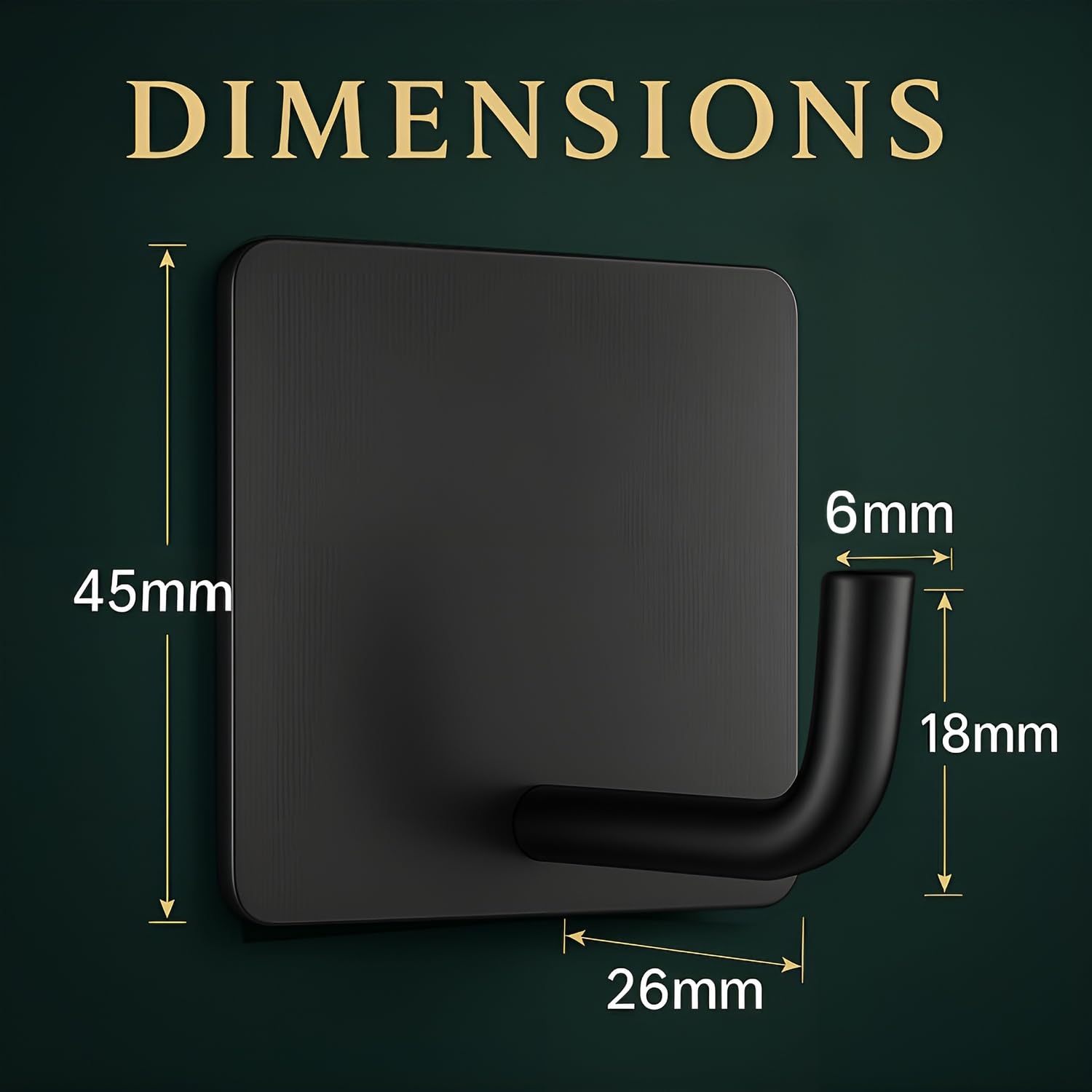 Metal Square J Hook– Black