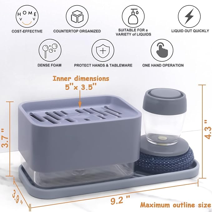 स्पंज होल्डर के साथ डिश सोप डिस्पेंसर