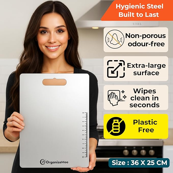 Daluci Large Stainless Steel Cutting Board (36 cm x 25 cm)