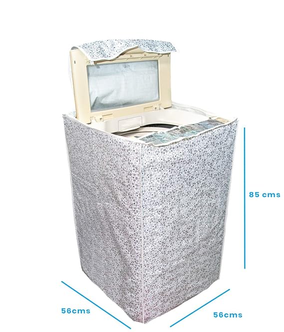 DALUCI Top Load Washing Machine Cover Suitable for LG/Samsung Front Panel 6 kg, 6.2 Kg, 6.5 Kg, 7 Kg, 7.5 Kg (White & Grey, 56X56X85)