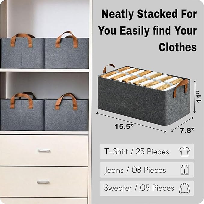 Rectangle Storage Baskets [Grey], Heavy Duty & Premium Quality