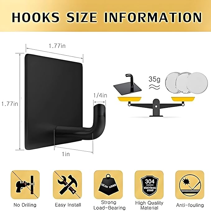 Metal Square J Hook– Black