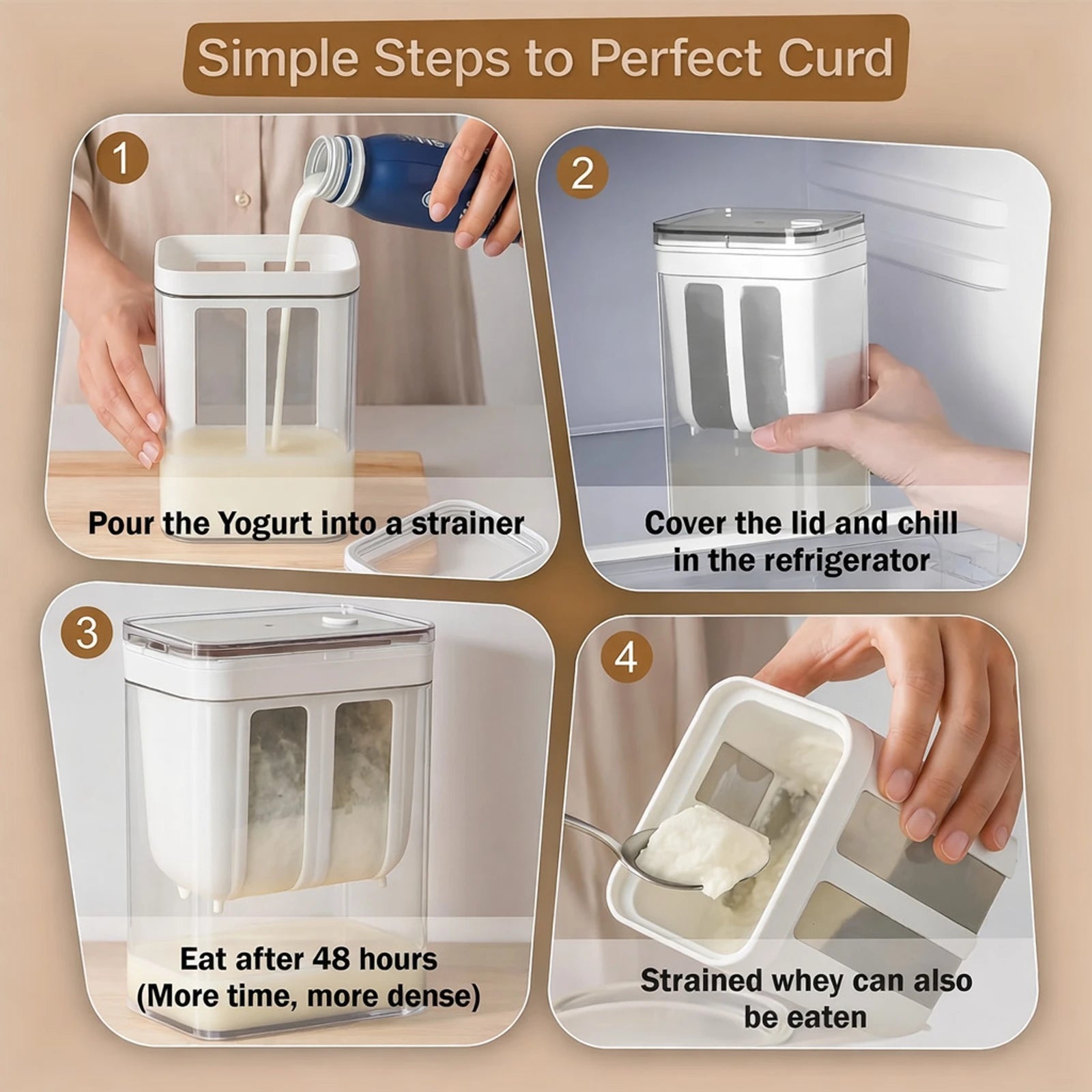 Youghurt Filter Collapsible Strainer (White Pack of 1)