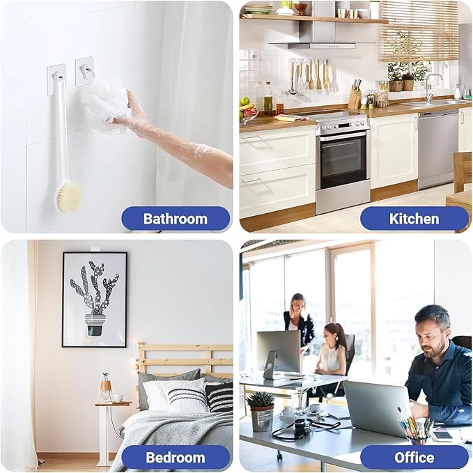 Adhesive Hooks for Hanging, Heavy Duty Wall Door Hooks.
