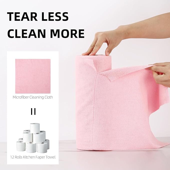 Microfiber Kitchen Towel Roll (25x25 cm) - Reusable Cleaning Cloths