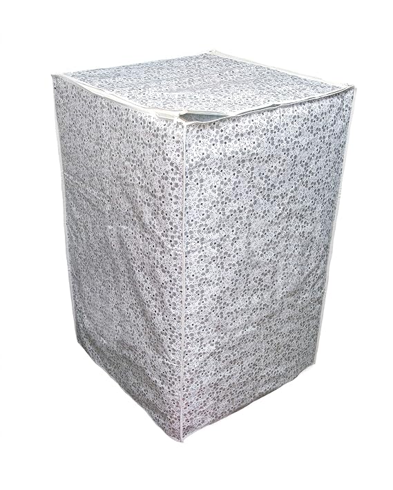 DALUCI Top Load Washing Machine Cover Suitable for LG/Samsung Front Panel 6 kg, 6.2 Kg, 6.5 Kg, 7 Kg, 7.5 Kg (White & Grey, 56X56X85)