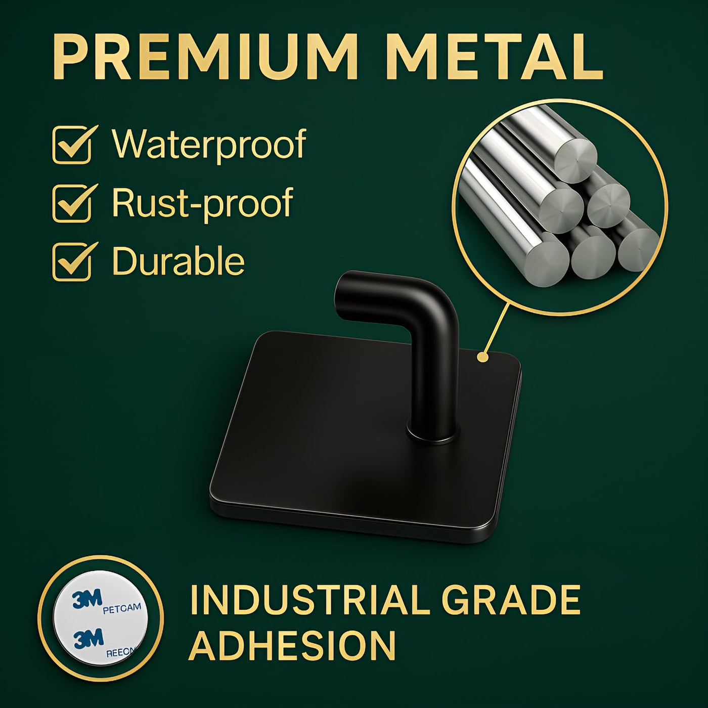 Metal Square J Hook– Black