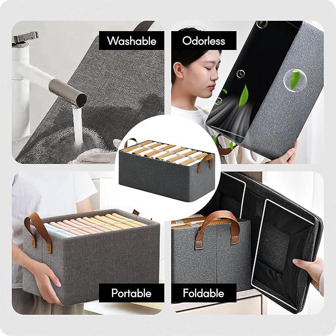 Rectangle Storage Baskets [Grey], Heavy Duty & Premium Quality