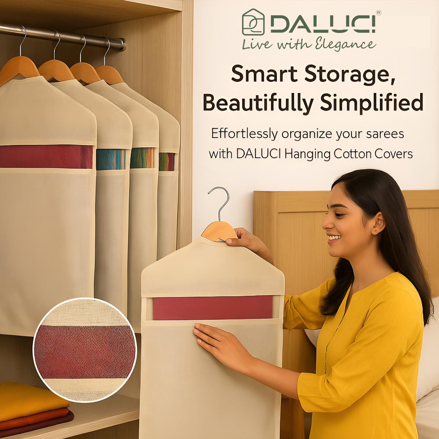 Hanging Cotton Saree Covers without Pocket