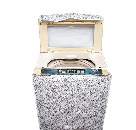 DALUCI Top Load Washing Machine Cover Suitable for LG/Samsung Front Panel 6 kg, 6.2 Kg, 6.5 Kg, 7 Kg, 7.5 Kg (White & Grey, 56X56X85)
