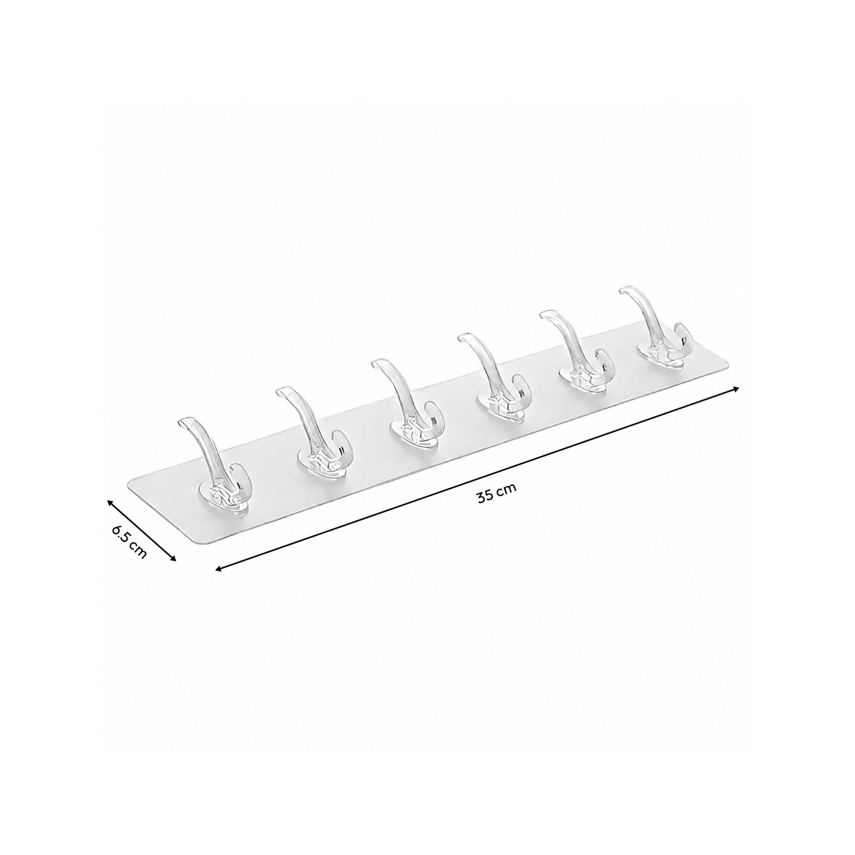 6-in-1 Adhesive Hook Strip - No Drill Multi-Hook Wall Organizer