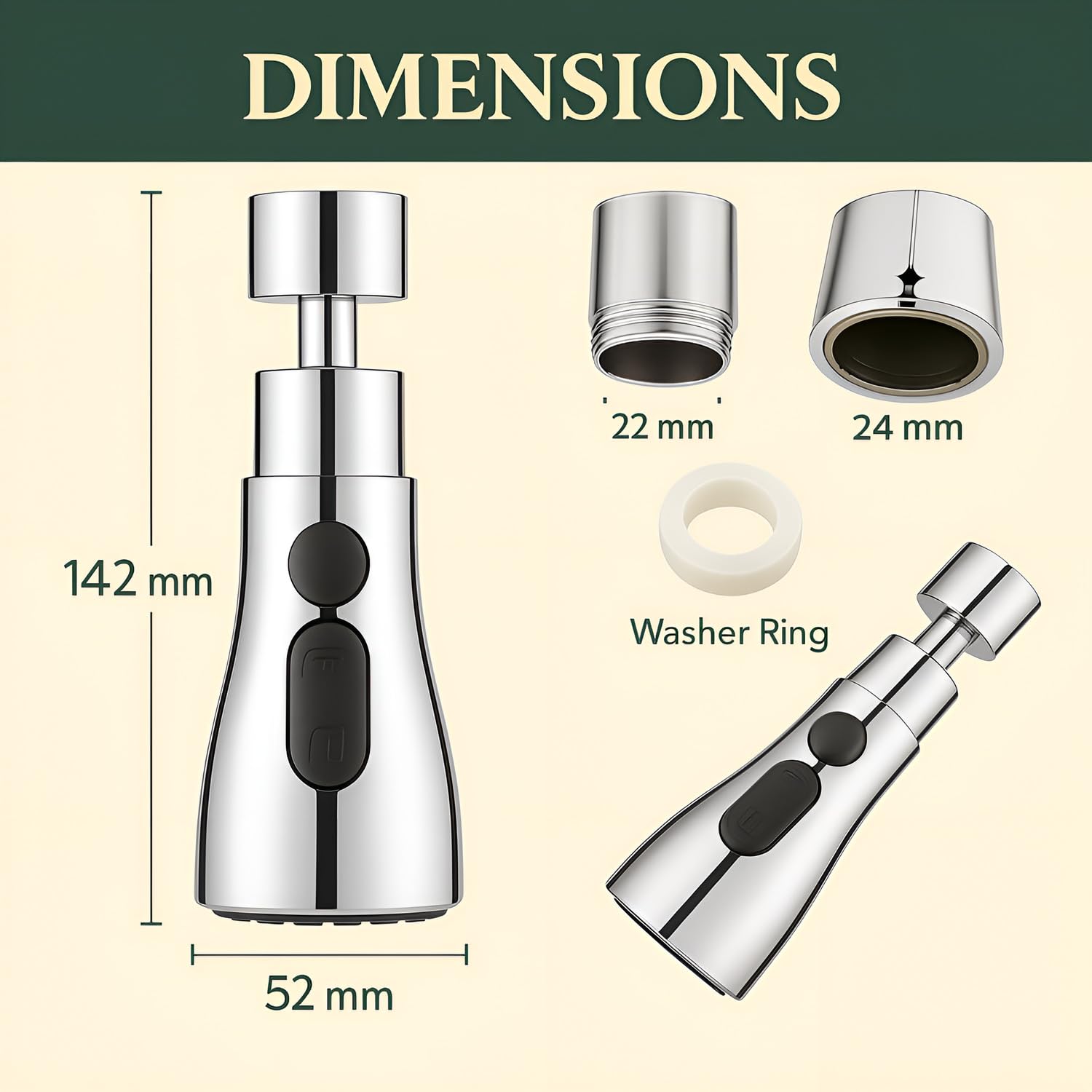 DALUCI Flexible Kitchen Faucet Extender – 360° Rotatable Sink Sprayer with 3 Spray Modes