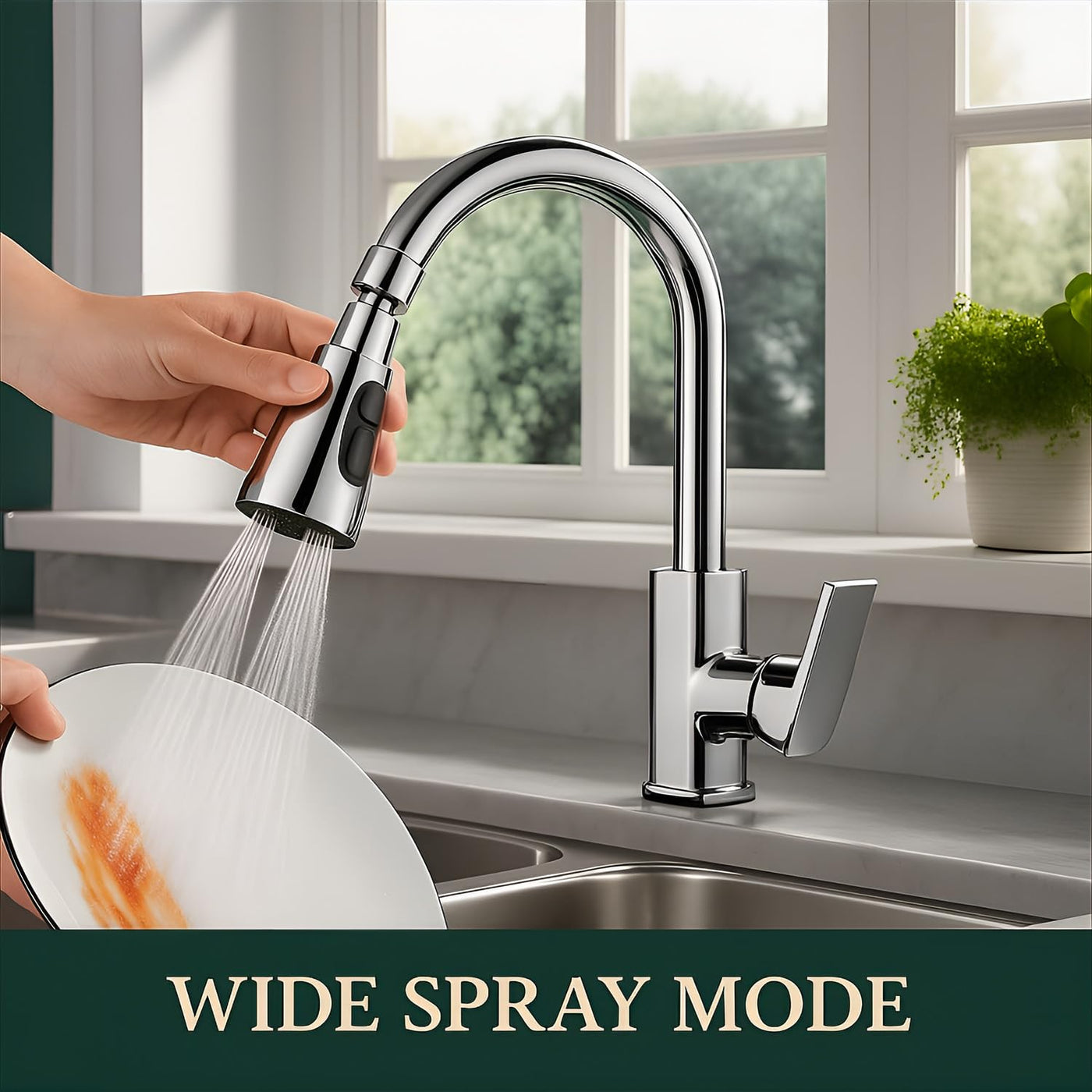 DALUCI Flexible Kitchen Faucet Extender – 360° Rotatable Sink Sprayer with 3 Spray Modes