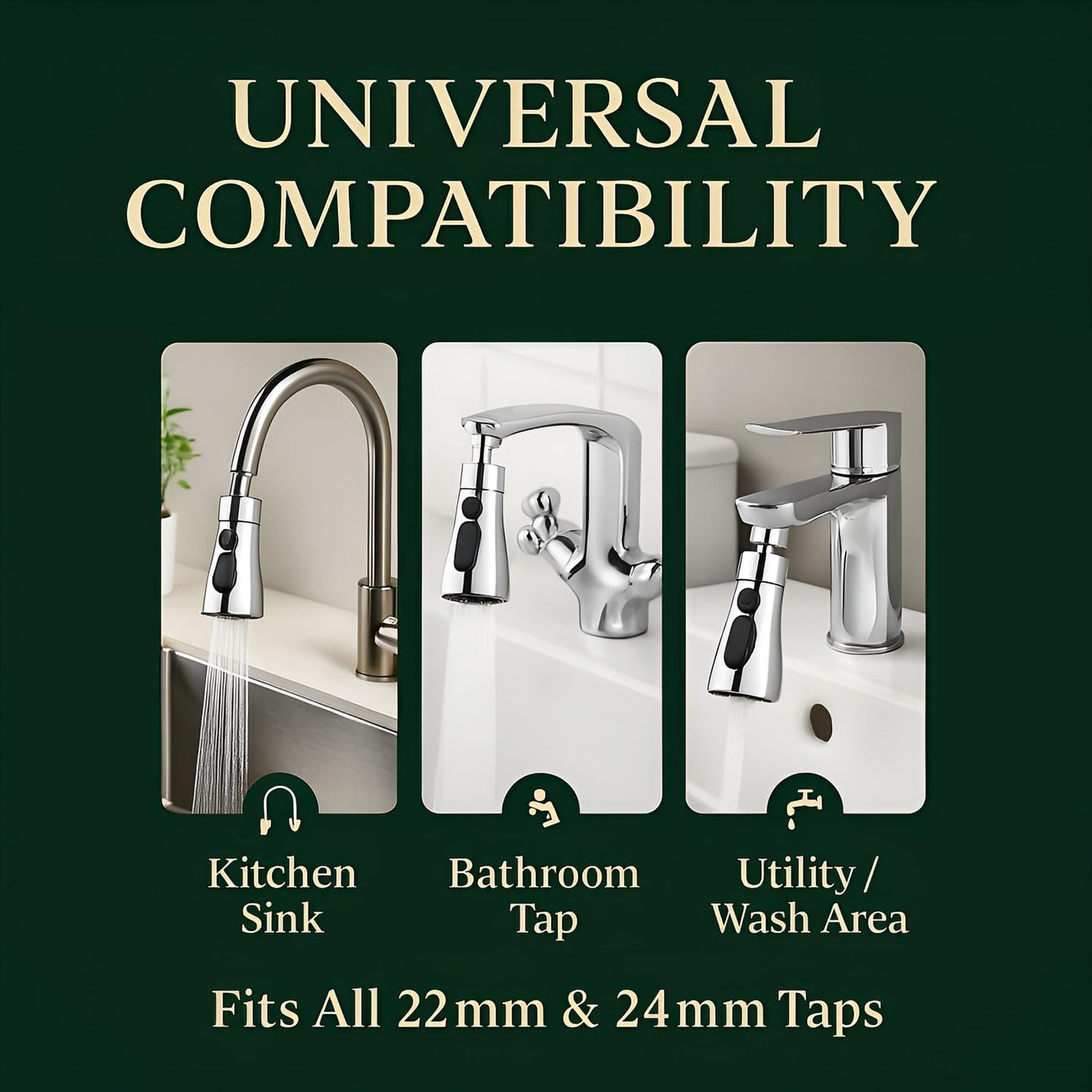 DALUCI Flexible Kitchen Faucet Extender – 360° Rotatable Sink Sprayer with 3 Spray Modes