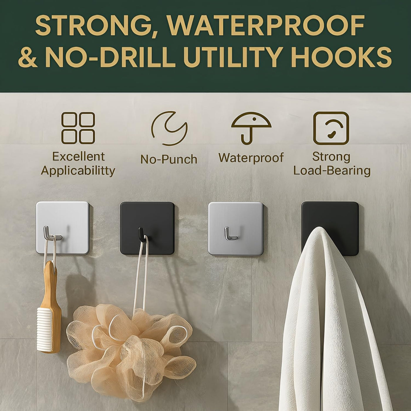 Metal Square J Hook– Black