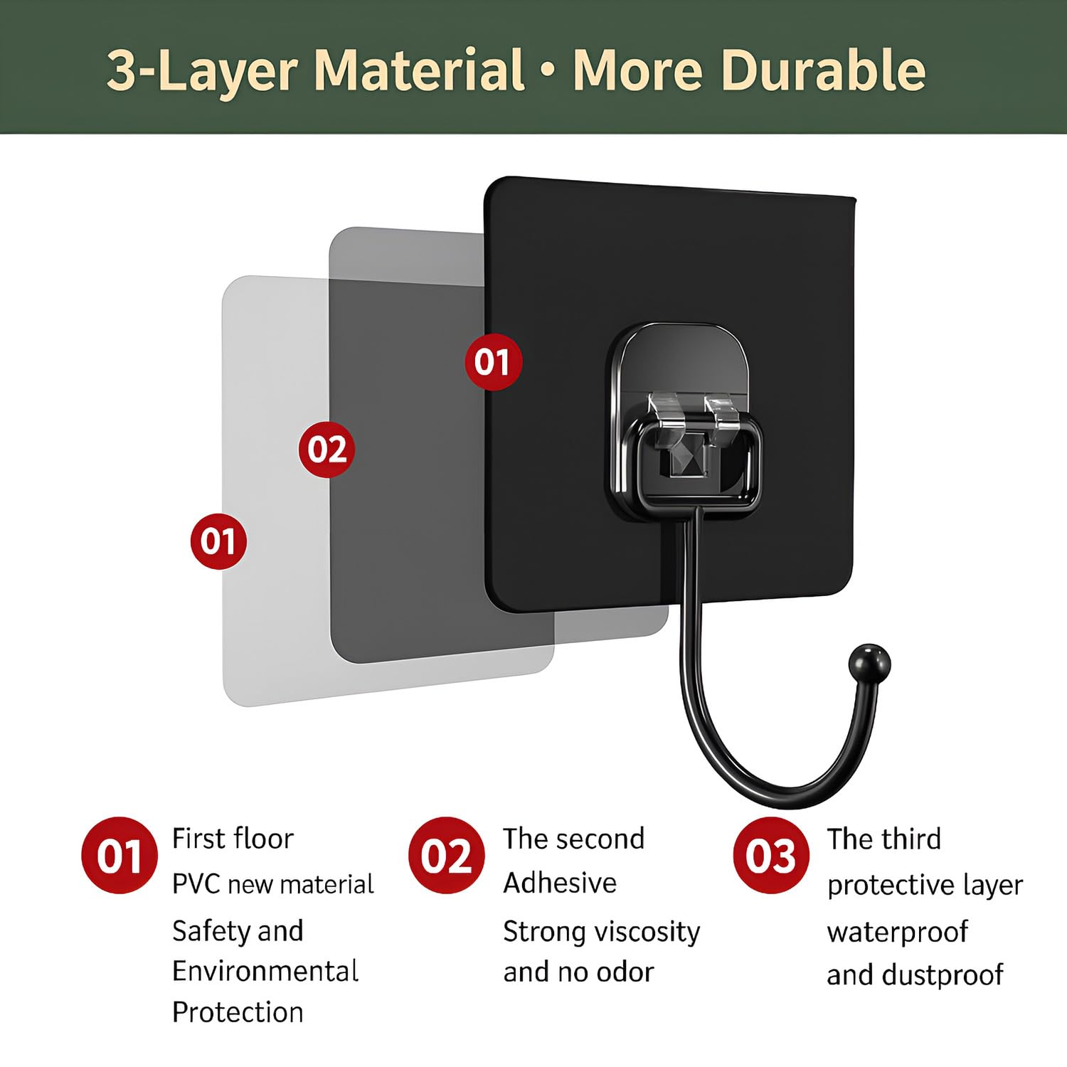 Long Hook / Big Hook- Black, Heavy Duty & Premium Quality