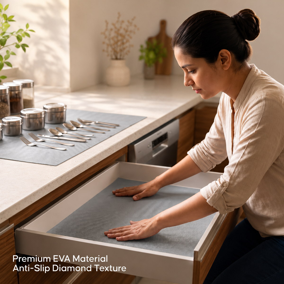 Anti Slip Fridge Mat/Shelf Liner - Clear, Waterproof & Washable