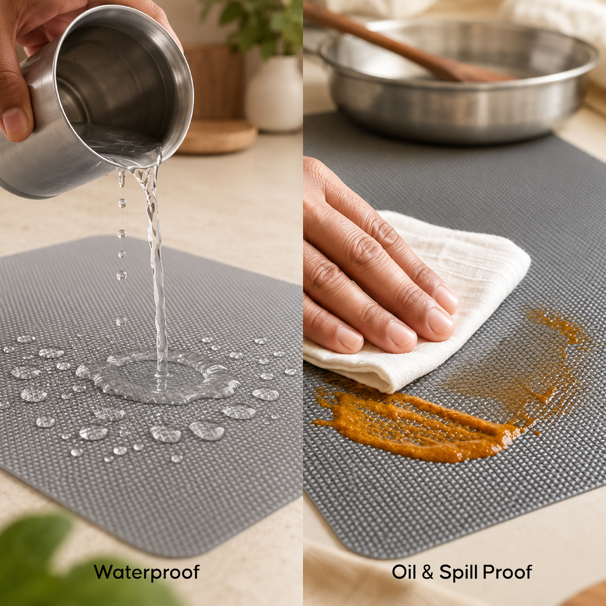 Anti Slip Fridge Mat/Shelf Liner - Clear, Waterproof & Washable