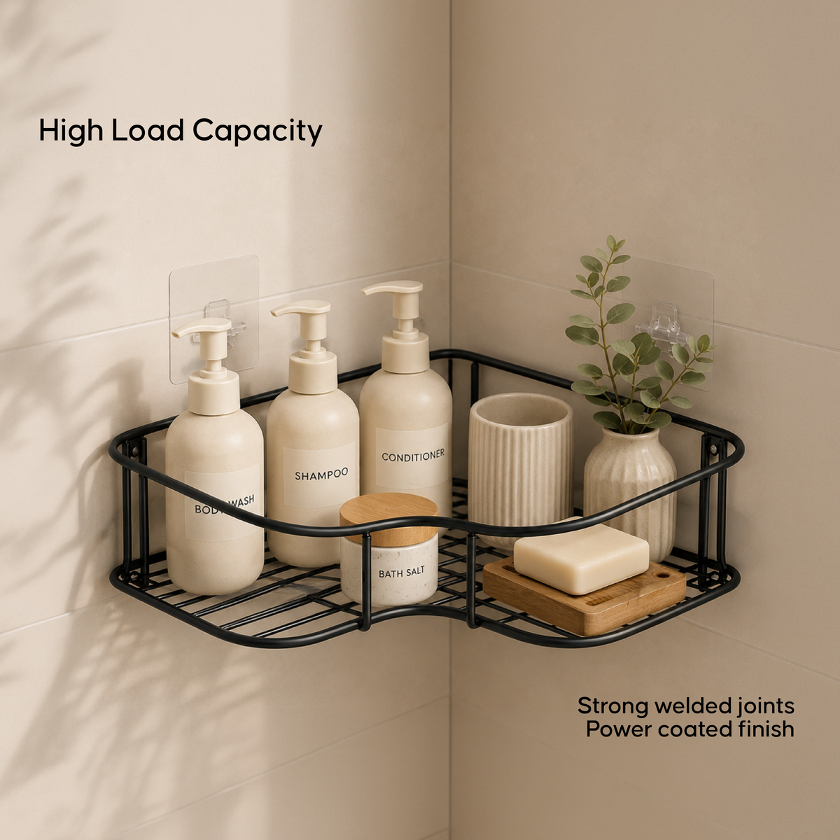 Self-Adhesive Bathroom Corner Shelf - No Drill Wall Mount Storage