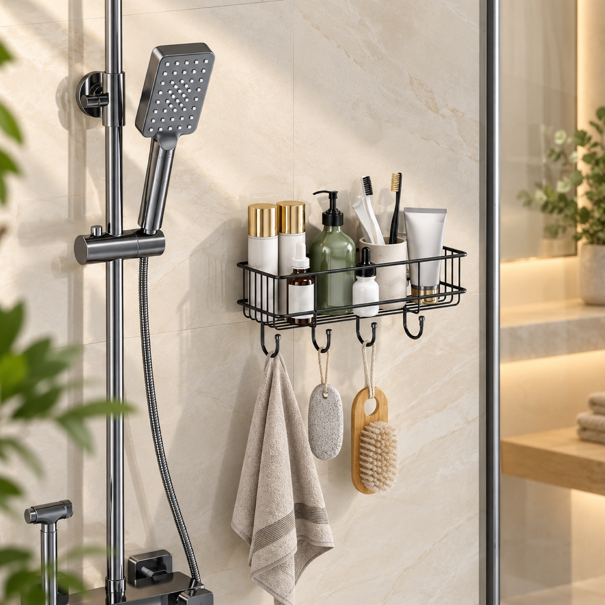 Self-Adhesive Bathroom Shelf - No Drill Wall Mount Storage Rack