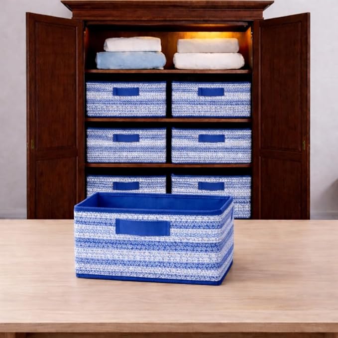 Foldable Wardrobe Organizer Storage Box (Pack of 6) | Premium Clothes Storage Basket for Wardrobe & Closet