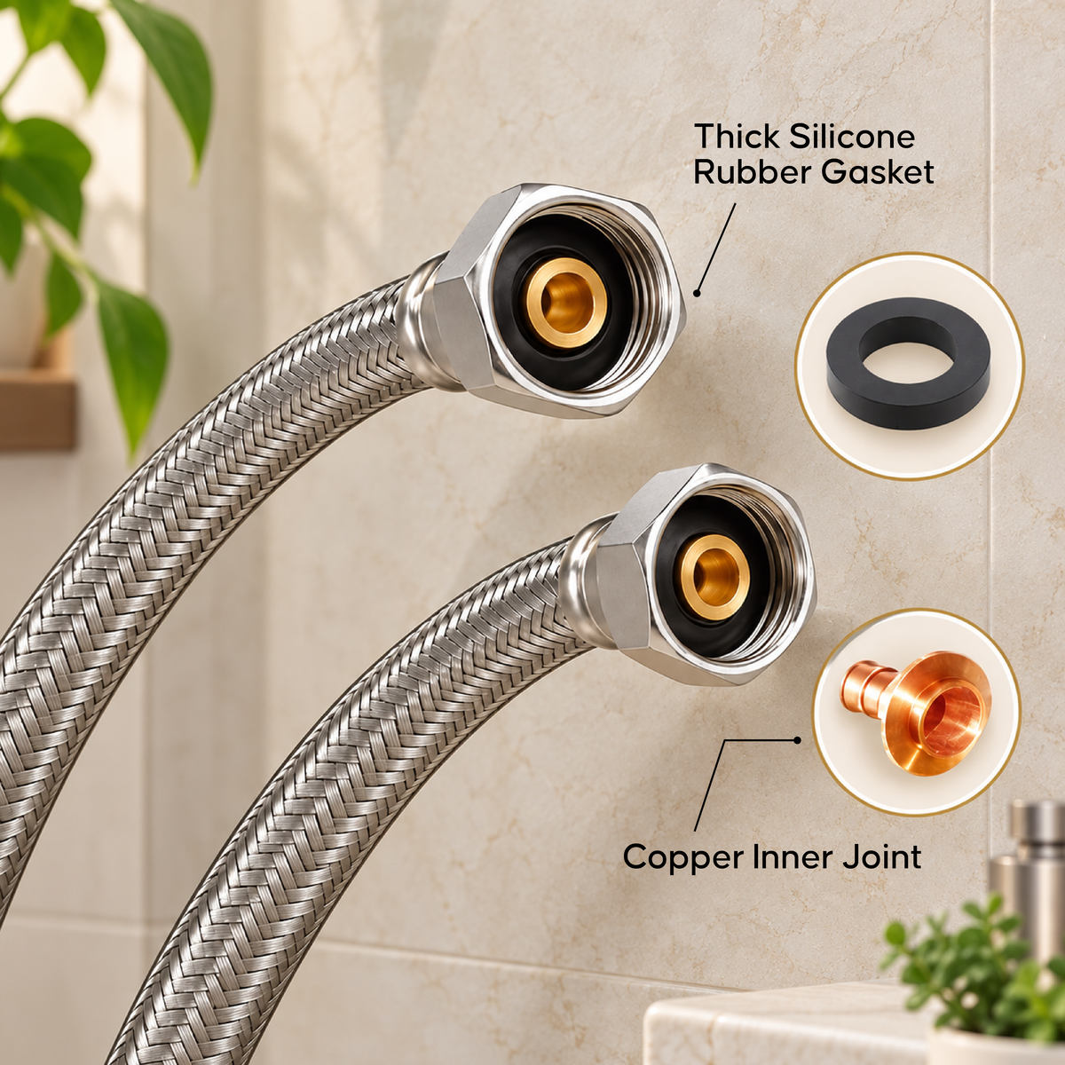 Geyser Connection Pipe - 24 Inch Flexible Hot Water Hose