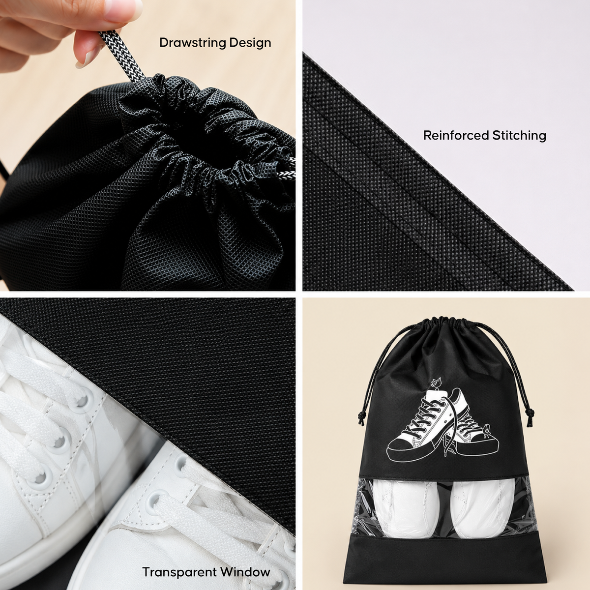 Non-Woven Shoe Storage Bags - Travel & Wardrobe Shoe Organizer