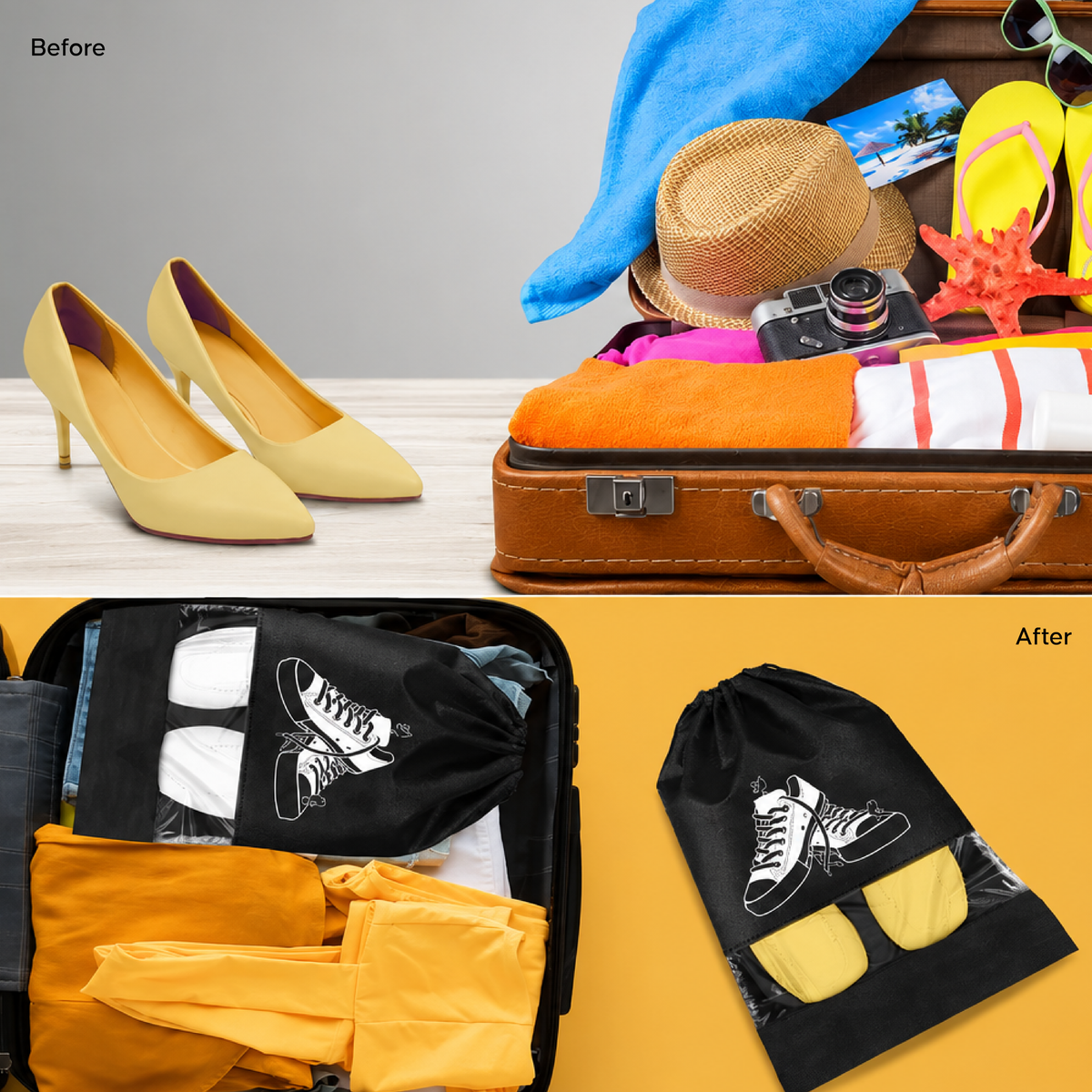 Non-Woven Shoe Storage Bags - Travel & Wardrobe Shoe Organizer