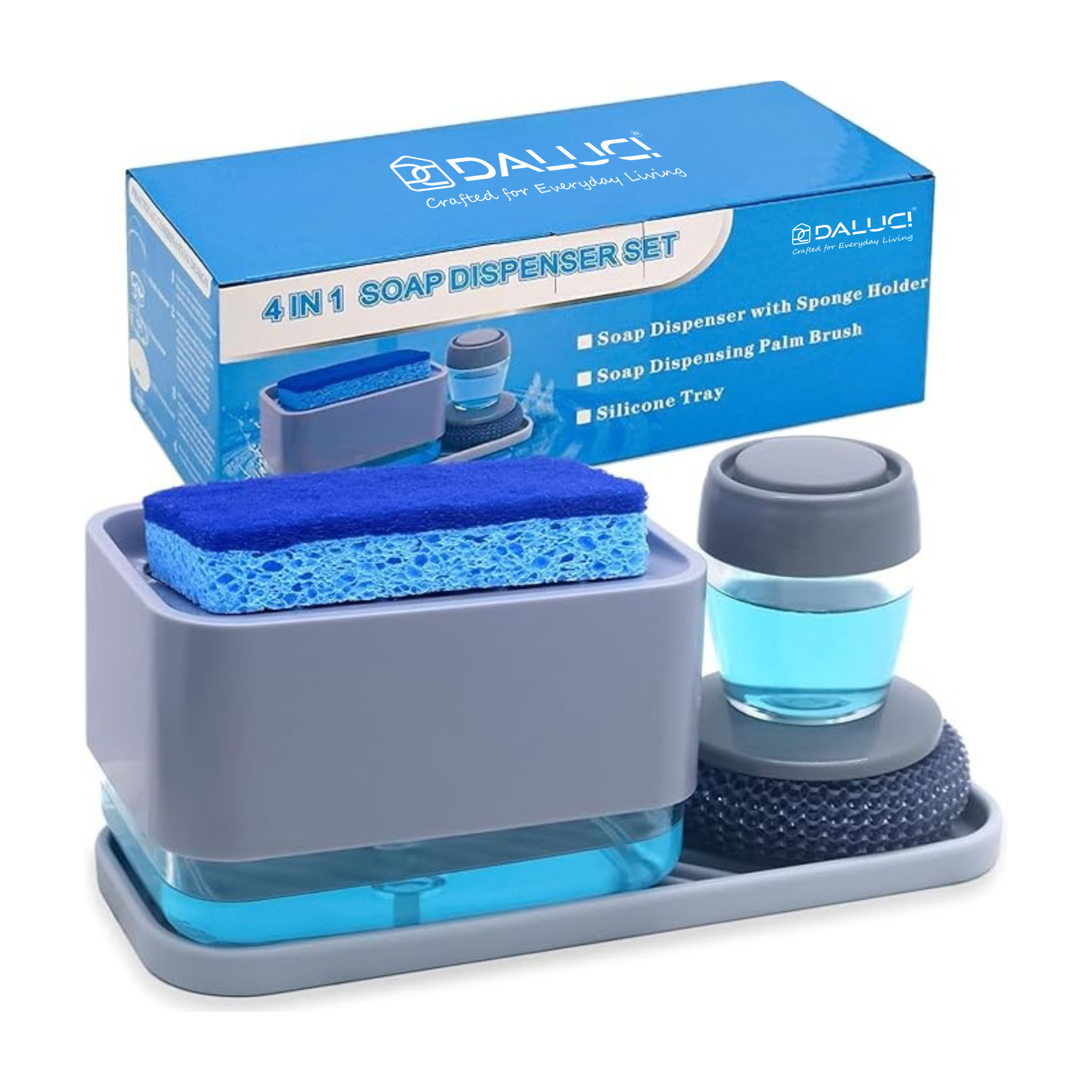 स्पंज होल्डर के साथ डिश सोप डिस्पेंसर