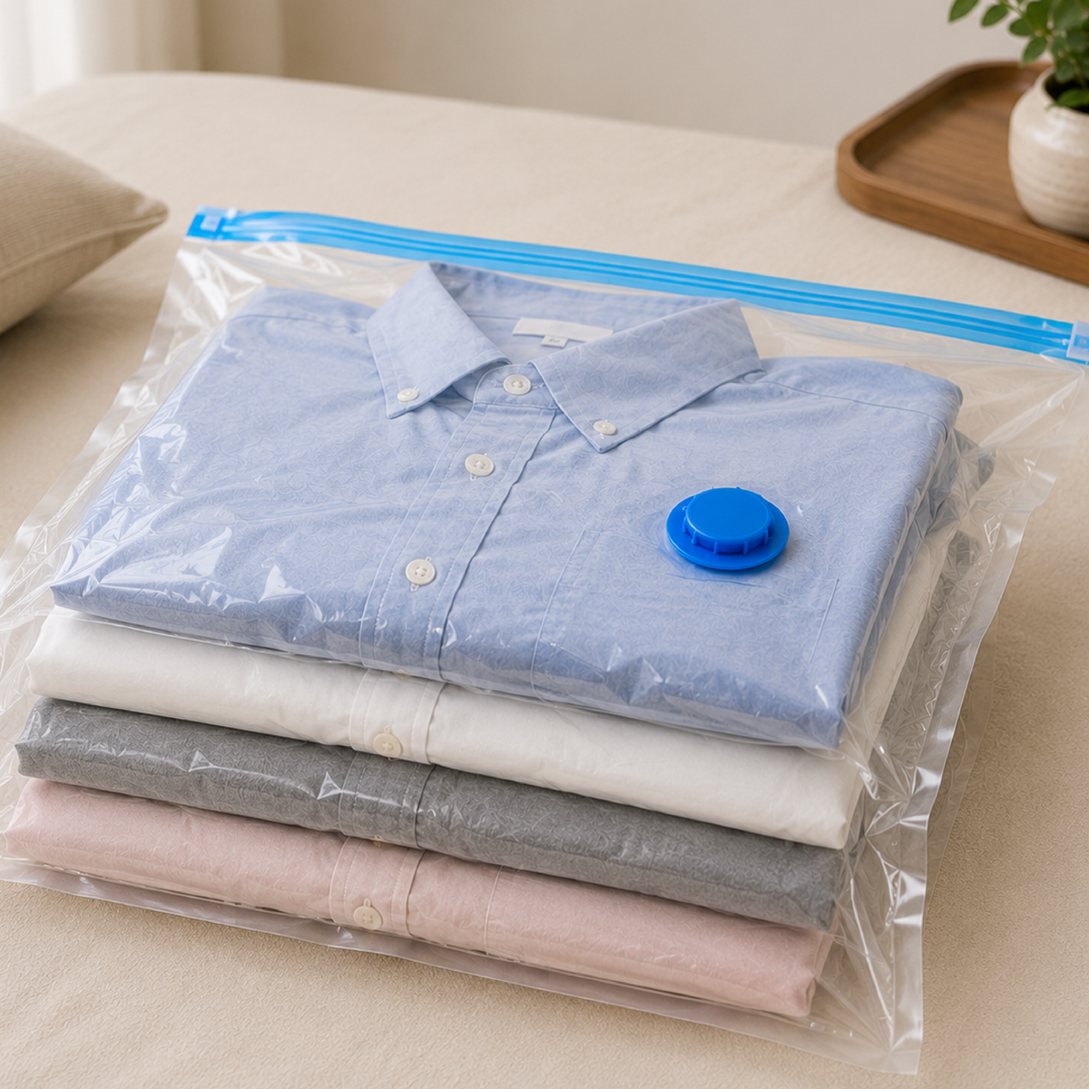 Vacuum Storage Bags with Pump - Space Saver Bags for Clothes & Blankets, Pack of 5 (2S+2M+1L)