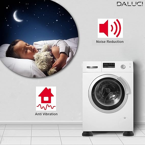 DALUCI Multi-Purpose 4 Pieces Round Washing Machine Stand, Furniture Base Stand, Fridge Stand for Single Door and Double Door, Dinning Table and Dressing Table Bed Stands for Legs (Round Stand)